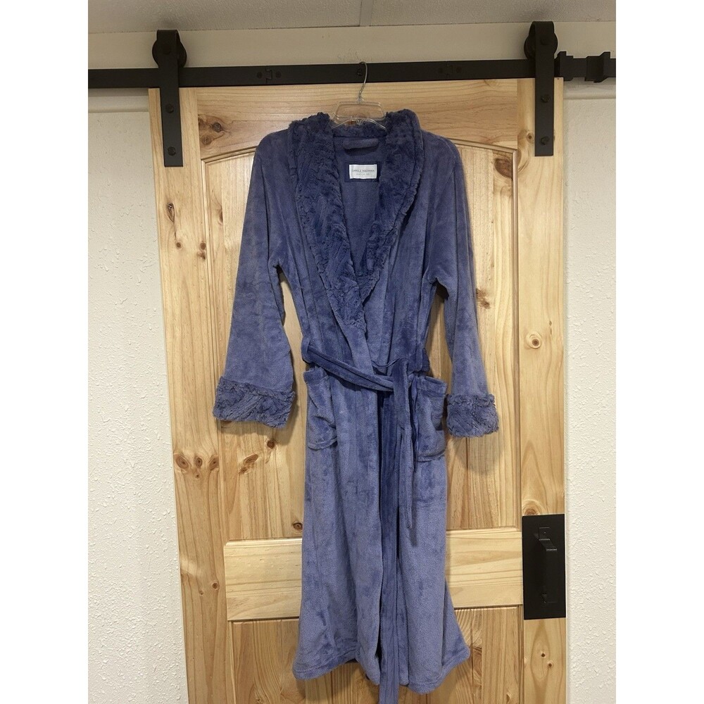 Carole Hochman Plush Robe Faux Fur Belted Pockets Cozy Really Soft M Purple
